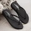Slippers 2024 Fashion Summer Wedges Flip Flops Thick Diamond Women's Casual Women Flat Beach Slipper Sandals Black Beige Brown