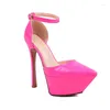 Sandales Femme Talons Hauts Plateforme Escarpin Bride Cheville Stiletto Super Robe Pole Dance Chaussures Or Argent Noir