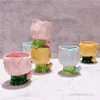 Bougeoirs 1pc créatif tasse en céramique avancé sens ami cadeau d'anniversaire maison chambre salon décor de bureau support en forme de tulipe