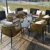 Mobilier de camping nordique en plein air, ensemble Table à manger et chaise de loisirs simples, jardin en rotin, protection solaire étanche