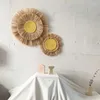 Dekorativa figurer KX4B Boho Vintage Rattan Straw Wall Hanging For Sun Moon Decor Marockan Woven Tapeestr