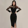 Casual jurken elegante mode kant patchwork potlood midi-jurk dames 2024 lente vintage eenvoudige bodycon sexy party vestidos