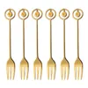 Ensembles de vaisselle 6 PC Apéritiels Cake Fruit Fruit Fork Spoon Spoon Spoon Dessert Forks Durian Shape Remunring Spoons for Party