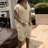 Vintage Jacquard Knitting Mens Two Piece Sets Casual Solid Color V Neck Sleeveless Tank Tops And Shorts Suits Men Summer Outfits 240327