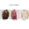 Heren Tanktops Vest Heren O-hals Feest Nachtclubkleding Polyester Roos Rood Zwart Modieus M-2XL Mesh Patchwork Sexy Vesten