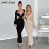 Casual Jurken Sexy Lange Mouwen Lace Up Gebreide Bodycon Jurk 2024 Herfst Winter Mode Elegante Backless Club Party