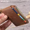 Pick-up Bag Design Crazy Horse Horse Leather Card com estilo vintage Men e Women Id Wallet X5ow#