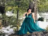 TEAL PROM klänningar Långt Deep V Neck Backless Sweep Train A Line Appliques Sash Formal Evening Party Gown Ladies Celebrity Wear Plus4689877