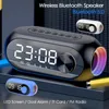 ワイヤレスBluetoothスピーカーデュアル目覚まし時計LEDライトポータブルオーディオサポートTFカードプレイFMラジオパーティーベッドルーム240320に適しています