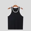 Homens Tank Tops Incerun Homens Patchwork O-pescoço Sem Mangas Skinny Casual Coletes Masculinos Streetwear Verão 2024 Moda Colheita S-5XL