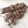 Spring and Summer Thin Style 100% Linen Scarf Women Linen Scarf Coffee Color Striped Long Scarf for Women 240320