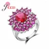 مجموعة Rings Brand Collection 925-Sterling-Silver Needle Women Zircon Ring Cz Fuchsia Crystal Engagement Bands Anel