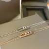 女性のためのMeissJewlery Designer Messikas Jewelry Luxury Bracelet Double Layered Smooth Dynamic Full Diamond Bracelet Three Diamond Sliding Bracelet
