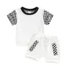 Ensembles de vêtements Enfants Bébé Garçons Vêtements d'été Plaids T-shirt à manches courtes à col rond et short à taille élastique Casual Boy Two-Pièce Activewear