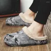 Slippers Winter Men Warm Furry Slides Camouflage Waterproof Non-Slip Indoor Home Cotton Shoes Male C Newest Summer With Box sz 36-45