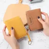 Nieuwe gele vrouwen portemonnee zachte PU Leer vrouwelijke portemonnee mini HASP -kaarthouder Coin Short Wallets Slim Small Purse Zipper Keychain R4RK#