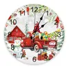 Orologi da parete Camion di Natale Pupazzo di neve Gnomo Orologio rotondo Design moderno Orologio da cucina Orologio da appendere Decorazioni per la casa Silenzioso