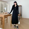 カジュアルドレスQW大規模女性用服2024秋の韓国スタイルのスリムフィットフィギュアフラットドレス