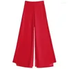Kobiety Pants Women Summer Szyfonowe długie spodnie Kobieta streetwear luźna spódnica z litego koloru Kobiety wysoka elastyczna talia szeroka noga E121