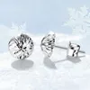 Stud Earrings Real Pure Platinum 950 Women Lucky 7mm Carved Star Mushroom Round