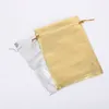 100pcs / lot 9x12cm Sac de pochette à crampons de couleur dorée / sier pour les sacs d'emballage cadeaux de fête de mariage de Noël d11y #