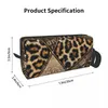 Sacos de armazenamento de pele de leopardo étnicos ornamentos tribais viagem saco cosmético textura de couro organizador de maquiagem senhora beleza dopp kit
