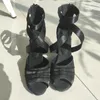 Sapatos de dança evkoodance feminino botas latinas senhora preto 8.3cm altura do salto salsa dança zip sandálias sociais