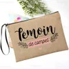 Bolsa de maquiagem francesa Bolsa de maquiagem de dama de honra Caso de beleza Casamento de beleza Witn Gift Feminino Neceser Organizador de linho Bolsas de zíper q5fi#