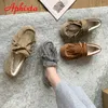 Aphixta – chaussures décontractées chaudes pour femmes, mocassins de luxe à franges classiques, en peluche, talon plat, à enfiler, collection hiver 2024