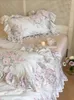 Ensembles de literie quatre pièces satin pur coton femme maison imprimé floral romantique 1,8 m drap de lit extra large double face couleur assortie