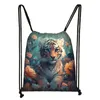 Animal Bear Tiger Owl DrawString Bag Söt kanin Panda ryggsäckar utomhus reser förvaring väska skor hållare tonåring bokväskor gåva o4gd#