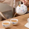 Ensembles de service à thé, tasse à thé Lotus peinte à la main, ensemble de tasses à thé en céramique, tasses principales, bol chinois en porcelaine blanche, cadeau