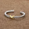 Bijoux de mode de créateurs Twisted X Bracelet Gold Charm Sliver Bracelets en argent sterling 925 Bracelet croisé tressé Diamant Zircon Cadeau d'anniversaire de luxe pour les femmes