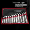 Openers Binoax 9/12Pcs Tubing Ratchet Combination Wrenches Flex/Fix Head Open End Wrench Oil Spanners