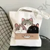 Diermeisje Schouderstoffen Tassen Herbruikbare Shopper Cute Cat Canvas Bag Women Shop Bags Teacher Student Book Bags D6ow#