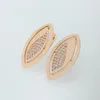 Dangle Earrings Oval Mirco Wax Inlay White Stones Creative Symmetry Fine Fashion Jewelry 585 Rose Gold Women Hollow Luxury Drop