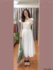 Partykleider Korea Chic Rüschen 2024 Sommer Frauen FLHJLWOC Design Flitterwochen Vintage Fliege Datum Mädchen Weißes Kleid