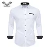 Fashion White Dress Shirts Men Long Sleeve Casual Social Formal Shirt Slim Fit Wedding Male Clothing Tops 240329