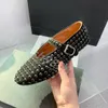 designer dress shoes Top quality Mary Jane Women Ballet flats hollowed out mesh sandals round head rhinestone rivet buckl 100% leather Party office Luxury loafers