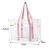 Borsa tote trasparente con coulisse Custodia da viaggio in PVC spesso Spalla trasparente di grande capacità per giochi sportivi da stadio Street Daily