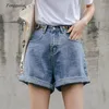 Shorts pour femmes Street Wear taille haute jambe large Denim pour femmes 2024 Jean été style coréen