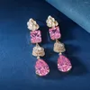 Boucles d'oreilles pendantes bijoux de luxe tendance fleur de camélia goutte élégante rose longue boucle d'oreille cadeau Vintage