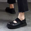 Scarpe casual Birkuir Retro Mary Jane Mocassini con tacco spesso con fascia elastica nera per donna Piattaforma di lusso in vera pelle