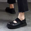 Chaussures décontractées Birkuir rétro Mary Jane noir bande élastique mocassins à talons épais pour femmes en cuir véritable plate-forme de luxe