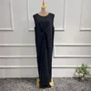 Ethnische Kleidung Muslimische Frauen Ärmelloses Maxikleid Einfarbig unter Abayas Dubai Türkei Kaftan Islamische Jalabiya Robe Eid Ramadan Abaya