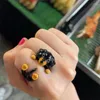 Cluster Rings 2024 Fashion Dripping Oil Cartoon Dachshund Ring Jewelry Accessories Alloy Funny Finger Buckle Style Elephant Gift