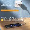 66W 6A USB Tip C Süper Hızlı Şarj Kablosu Xiaomi Samsung Huawei Onur Hızlı Şarj USB C Satır Veri Kablosu 40W 5A