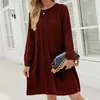 Casual Dresses Vintage Cable Knitted Sweater Dress Twist Knitwear Pullover A-line Fashion Winter Women Sweaters Jersey Vestido Clothing