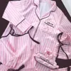 Kleding JRMISSLI pyjama dames 7 stuks Roze pyjama sets satijn zijde Sexy lingerie homewear nachtkleding pyjama set pijama vrouw 210831