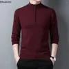 Männer Pullover 2024 Solide Strick Mode Half Zip Warme Pullover Business Casual Stricken Bodenbildung Tops Männer Einfache Dünne Pullover